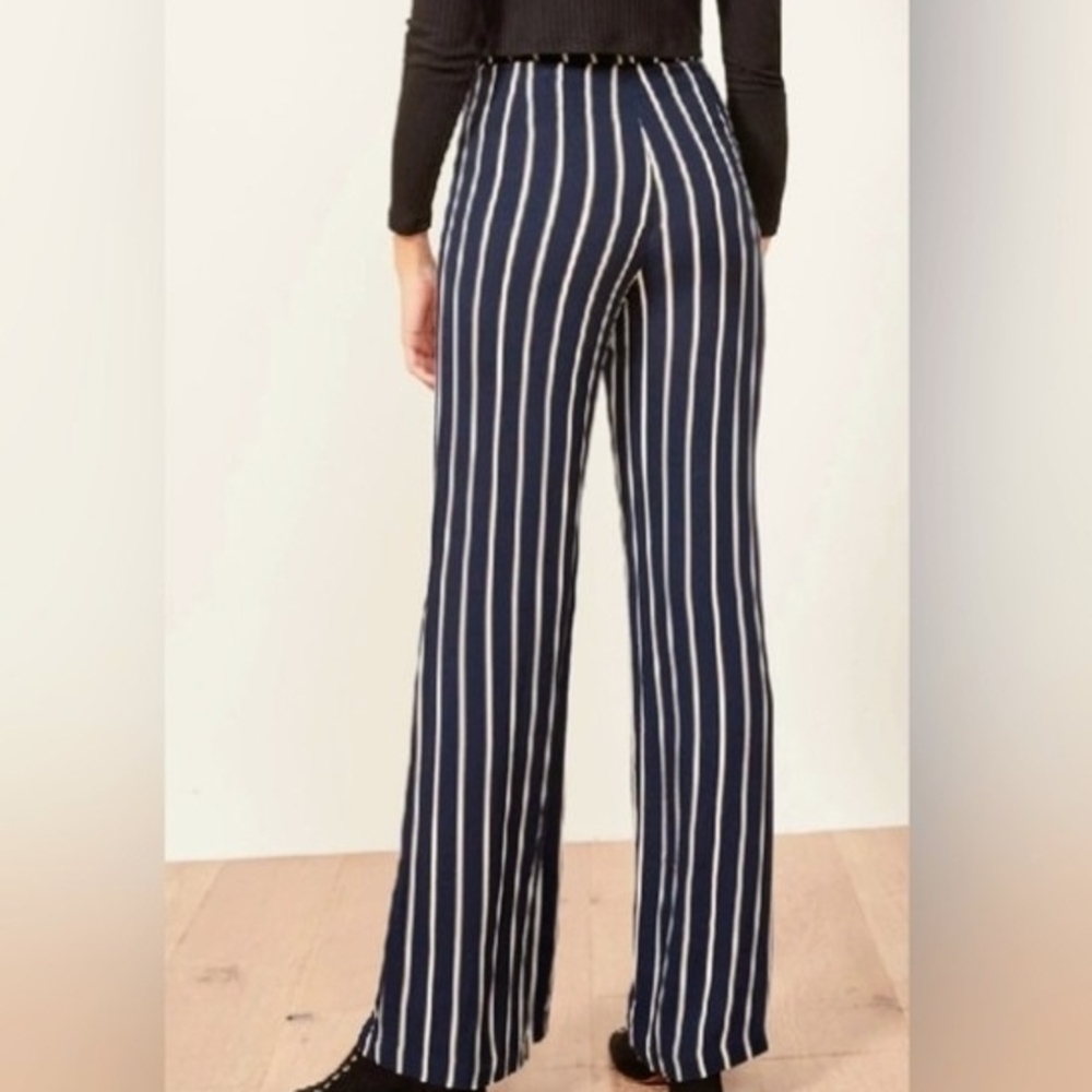 Reformation Black and White Striped Wide Leg Pants